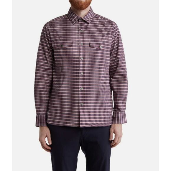 CONSTRUCT Men's Micro Plaid Fleece Lined Shirt Jacket Small Long Sleeve NWOT - Picture 2 of 11